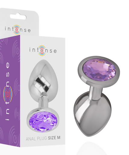 INTENSE - ALUMINUM METAL ANAL PLUG WITH VIOLET CRYSTAL SIZE M INTENSE - ALUMINUM METAL ANAL PLUG WITH VIOLET CRYSTAL SIZE M