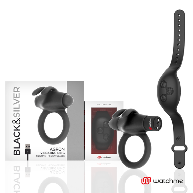 Black&silver – Agron Remote Control Cockring Watchme