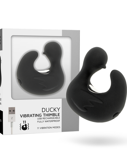 BLACK&SILVER - DUCKYMANIA RECHARGEABLE SILICONE STIMULATING DUCK THIMBLE BLACK&SILVER - DUCKYMANIA RECHARGEABLE SILICONE STIMULATING DUCK THIMBLE