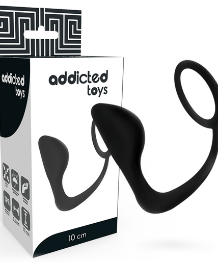 ADDICTED TOYS - ANAL PLUG WITH BLACK PENIS RING ADDICTED TOYS - ANAL PLUG WITH BLACK PENIS RING