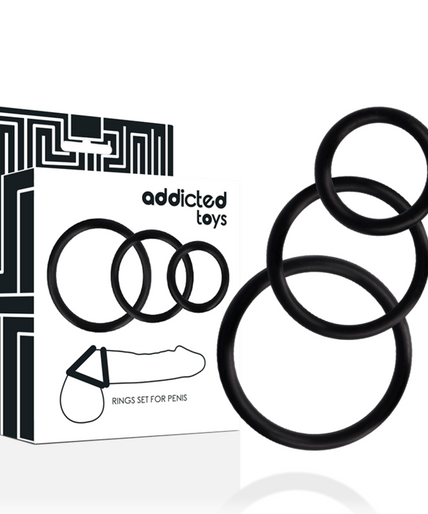 ADDICTED TOYS - RINGS SET FOR PENIS BLACK ADDICTED TOYS - RINGS SET FOR PENIS BLACK
