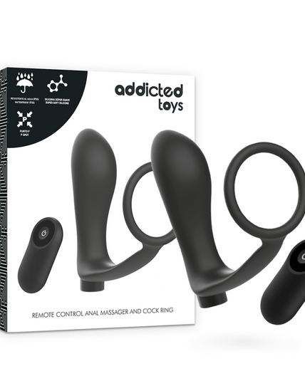 ADDICTED TOYS - PENIS RING WITH REMOTE CONTROL ANAL PLUG BLACK RECHARGEABLE ADDICTED TOYS - PENIS RING WITH REMOTE CONTROL ANAL PLUG BLACK RECHARGEABLE