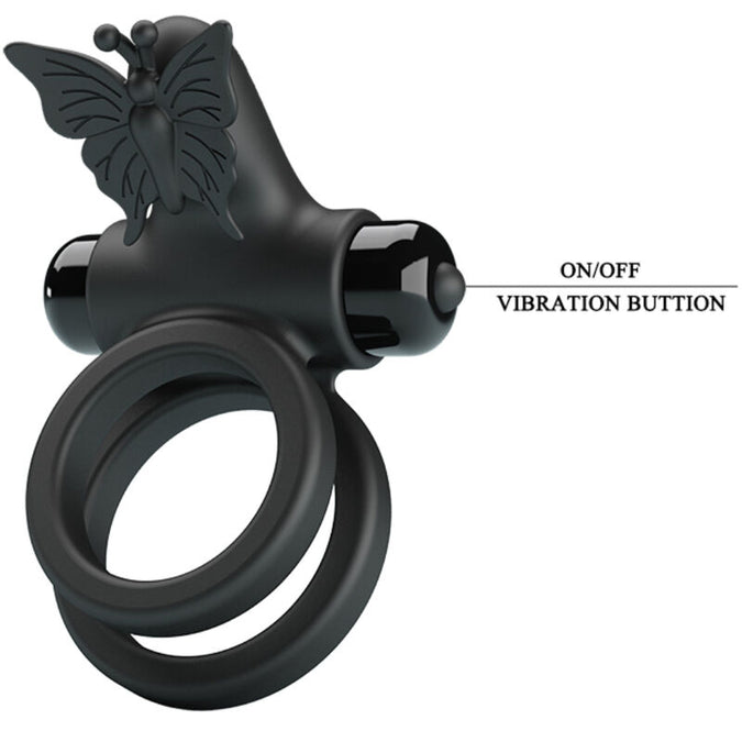 PRETTY LOVE - DUBBELE VIBRERENDE RING MET ZWARTE STIMULATOR