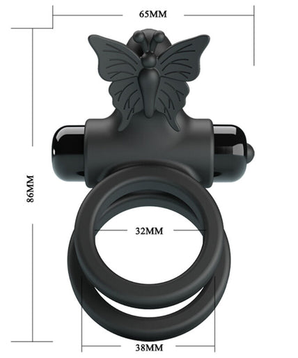 PRETTY LOVE - DOUBLE VIBRATING RING WITH BLACK STIMULATOR PRETTY LOVE - DOUBLE VIBRATING RING WITH BLACK STIMULATOR