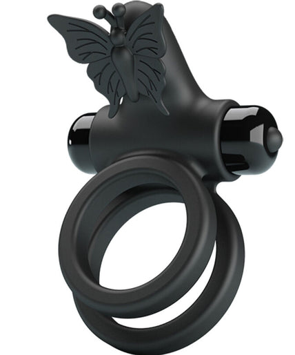PRETTY LOVE - DOUBLE VIBRATING RING WITH BLACK STIMULATOR PRETTY LOVE - DOUBLE VIBRATING RING WITH BLACK STIMULATOR