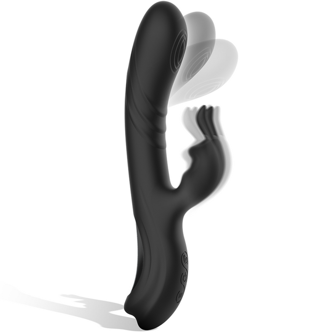 Schwarz & Silber – Jamie Wiederaufladbarer Silikon Rabbit Stimulator Schwarz