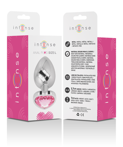 INTENSE - ALUMINUM METAL ANAL PLUG PINK HEART SIZE L INTENSE - ALUMINUM METAL ANAL PLUG PINK HEART SIZE L