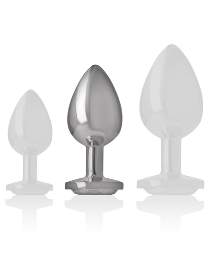 INTENSE - ALUMINUM METAL ANAL PLUG WHITE HEART SIZE M INTENSE - ALUMINUM METAL ANAL PLUG WHITE HEART SIZE M
