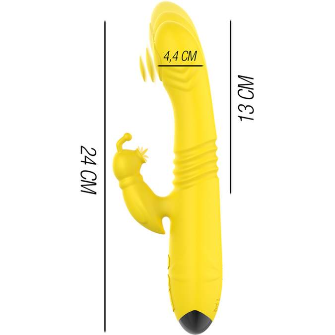 INTENSE - TOKY MULTIFUNCTIONELE VIBRATOR OP & NEER MET CLITORALE STIMULATOR GEEL