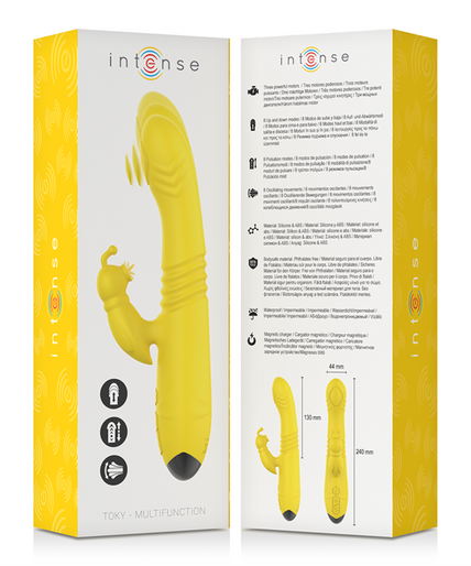 INTENSE - TOKY MULTIFUNCTIONELE VIBRATOR OP & NEER MET CLITORALE STIMULATOR GEEL INTENSE - TOKY MULTIFUNCTIONELE VIBRATOR OP & NEER MET CLITORALE STIMULATOR GEEL