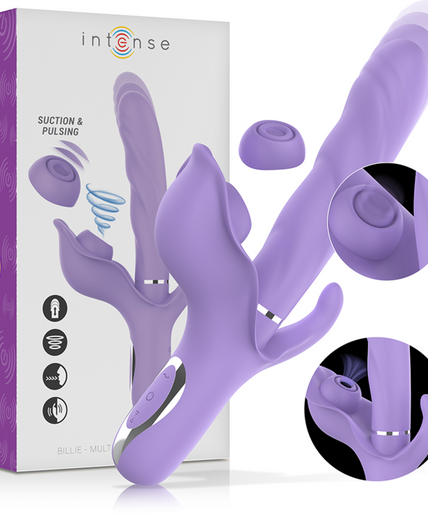 Intense – Billie multifunctionele oplaadbare vibrator met zuigfunctie en paarse drukknop Intense – Billie multifunctionele oplaadbare vibrator met zuigfunctie en paarse drukknop