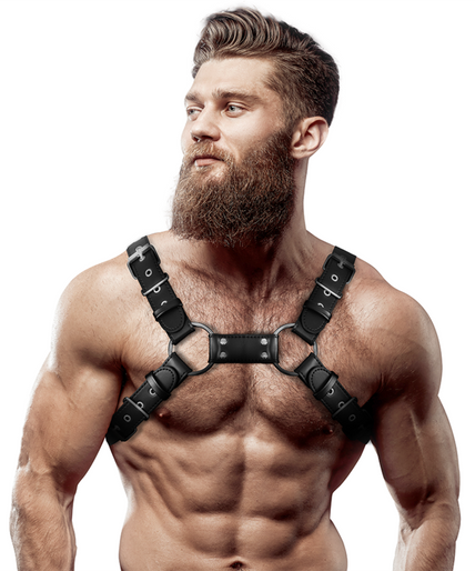 FETISH SUBMISSIVE ATTITUDE - MENS ADJUSTABLE ECO-LEATHER CHEST BULLDOG HARNESS FETISH SUBMISSIVE ATTITUDE - MENS ADJUSTABLE ECO-LEATHER CHEST BULLDOG HARNESS