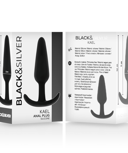 BLACK&SILVER - KAEL SILICONE ANAL PLUG WITH MEDIUM HANDLE BLACK&SILVER - KAEL SILICONE ANAL PLUG WITH MEDIUM HANDLE