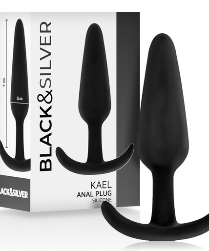 BLACK&SILVER - KAEL SILICONE ANAL PLUG WITH MEDIUM HANDLE BLACK&SILVER - KAEL SILICONE ANAL PLUG WITH MEDIUM HANDLE