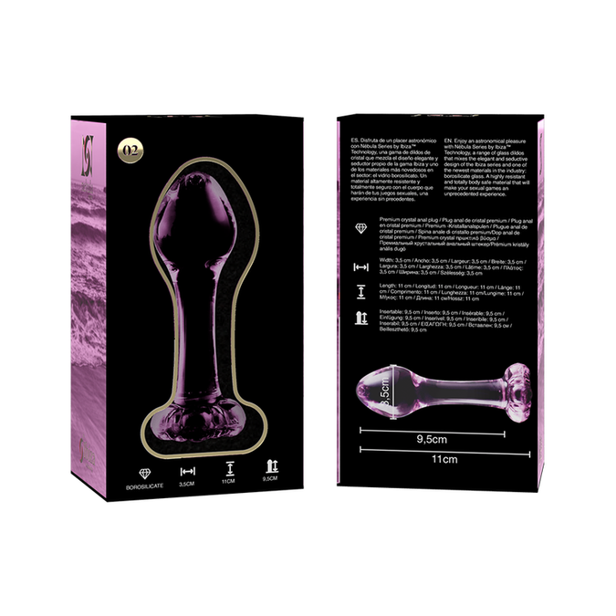 NEBULA SERIES BY IBIZA - MODEL 2 ANAALPLUG BOROSILICAATGLAS ROZE 11 CM -Ø- 3,5 CM