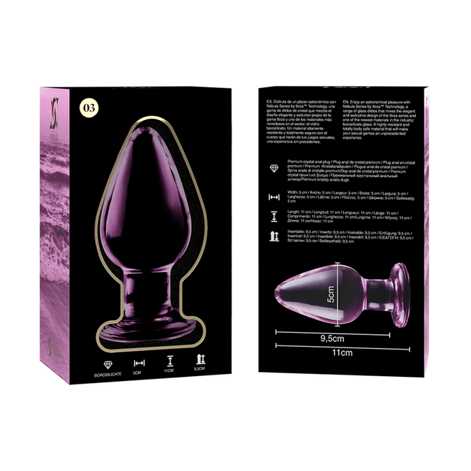 NEBULA SERIE VAN IBIZA - MODEL 3 ANALE PLUG BOROSILICAATGLAS ROZE 11 CM -O- 5 CM