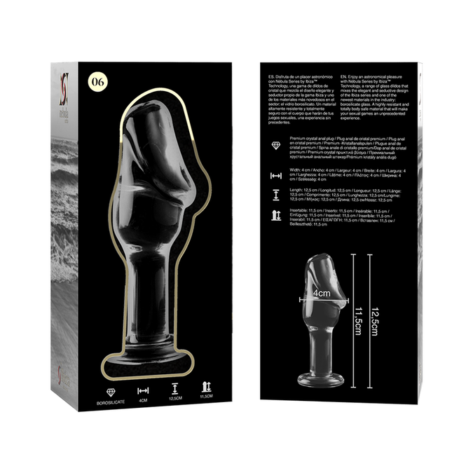 NEBULA SERIE VAN IBIZA - MODEL 6 ANALE PLUG BOROSILICAATGLAS HELDER 12,5 CM -O- 4 CM