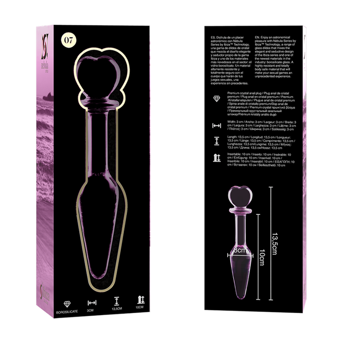 NEBULA SERIES BY IBIZA - MODEL 7 ANALPLUG BOROSILICAATGLAS ROZE 13,5 CM -O- 3 CM
