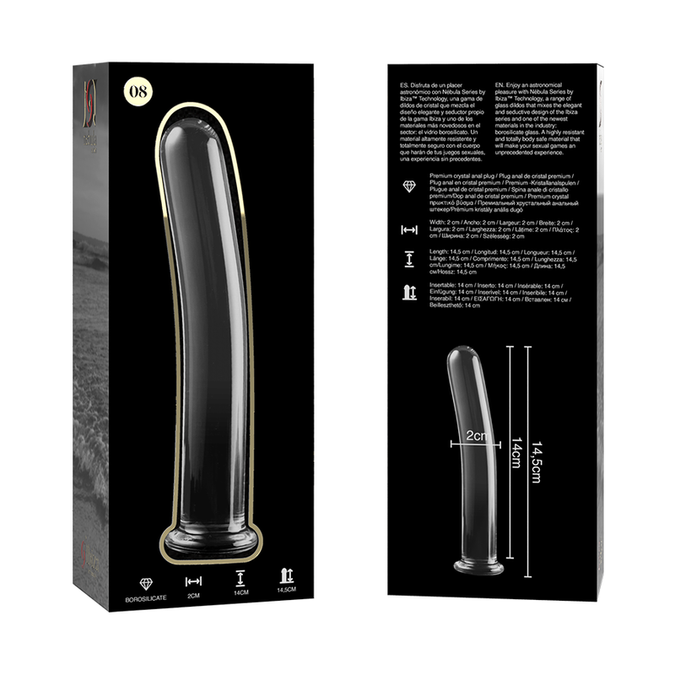 Nebula-serie van Ibiza – Model 8 Dildo van Borosilicaatglas Helder 14,5 cm – Ø 2 cm