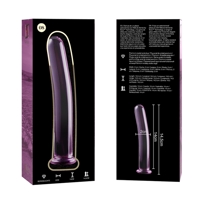 NEBULA SERIES BY IBIZA - MODEL 8 DILDO BOROSILICAATGLAS ROZE 14,5 CM -O- 2 CM