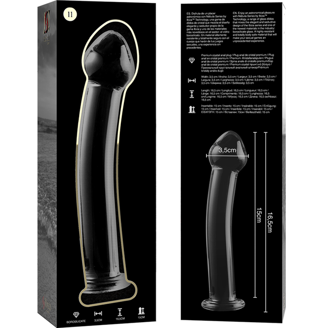 NEBULA SERIE VAN IBIZA - MODEL 11 DILDO BOROSILICAATGLAS HELDER 16 CM -O- 3 CM