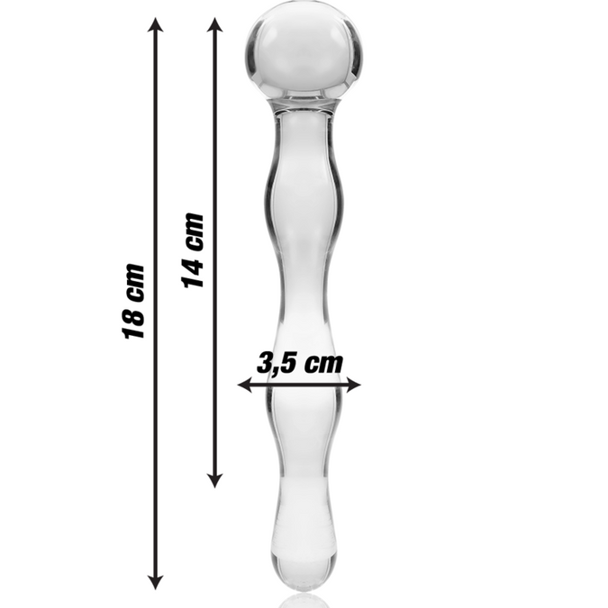Nebula-serie van Ibiza – Model 13 Dildo van Borosilicaatglas Helder 18 cm – Ø 3,5 cm