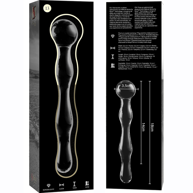 Nebula-serie van Ibiza – Model 13 Dildo van Borosilicaatglas Helder 18 cm – Ø 3,5 cm