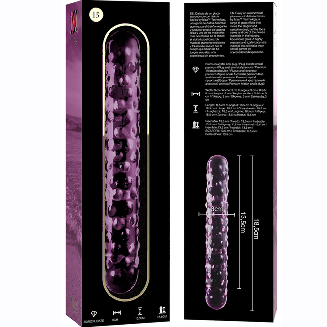 NEBULA SERIES BY IBIZA - MODEL 15 DILDO BOROSILICAATGLAS ROZE 18,5 CM -Ø- 3 CM