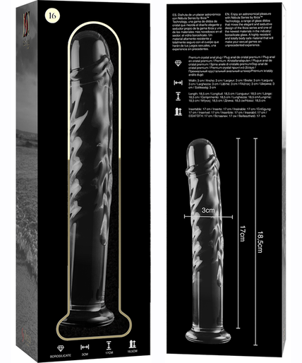 NEBULA SERIES BY IBIZA - MODEL 16 DILDO BOROSILICATE GLASS CLEAR 18.5 CM -O- 3 CM NEBULA SERIES BY IBIZA - MODEL 16 DILDO BOROSILICATE GLASS CLEAR 18.5 CM -O- 3 CM