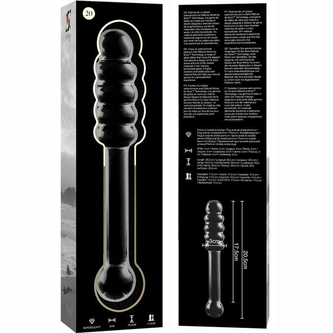 NEBULA SERIE VAN IBIZA - MODEL 20 DILDO BOROSILICAATGLAS HELDER 20,5 CM -O- 3 CM