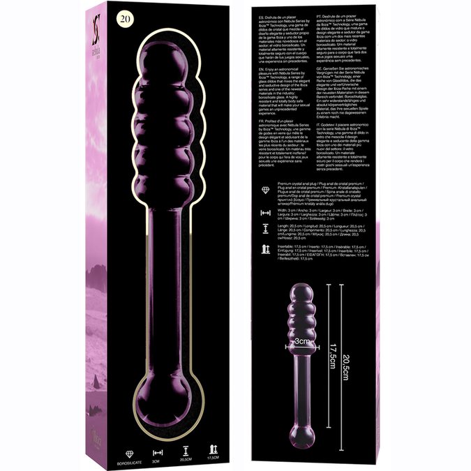 NEBULA SERIE VAN IBIZA - MODEL 20 DILDO BOROSILICAATGLAS ROZE 20.5 CM -O- 3 CM