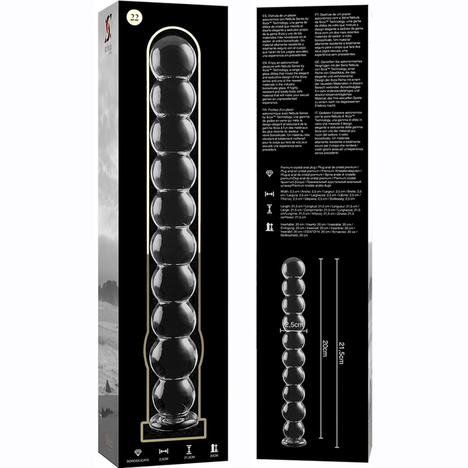 NEBULA SERIE VAN IBIZA - MODEL 22 DILDO BOROSILICAATGLAS HELDER 21,5 CM -O- 2,5 CM