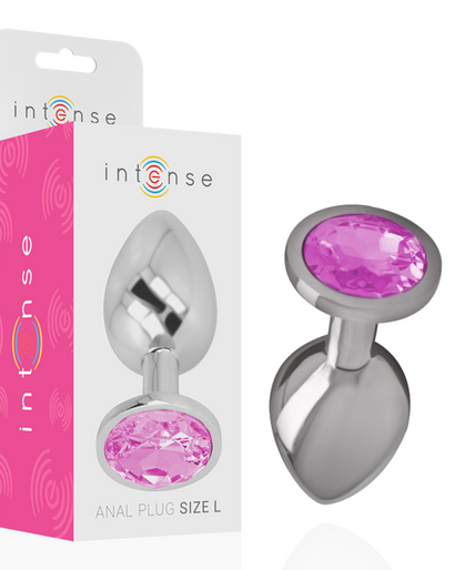 INTENSE - ALUMINUM METAL ANAL PLUG WITH PINK CRYSTAL SIZE L INTENSE - ALUMINUM METAL ANAL PLUG WITH PINK CRYSTAL SIZE L