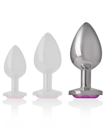 INTENSE - ALUMINUM METAL ANAL PLUG WITH PINK CRYSTAL SIZE L INTENSE - ALUMINUM METAL ANAL PLUG WITH PINK CRYSTAL SIZE L