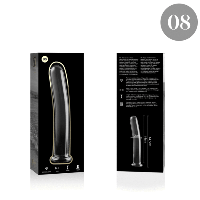 Nebula-serie van Ibiza – Model 8 Dildo van Borosilicaatglas Helder 14,5 cm – Ø 2 cm