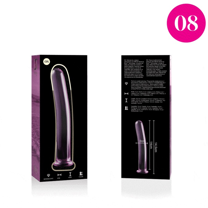 NEBULA SERIES BY IBIZA - MODEL 8 DILDO BOROSILICAATGLAS ROZE 14,5 CM -O- 2 CM