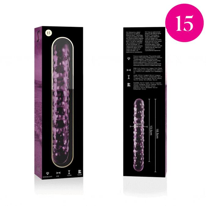 NEBULA SERIES BY IBIZA - MODEL 15 DILDO BOROSILICAATGLAS ROZE 18,5 CM -Ø- 3 CM