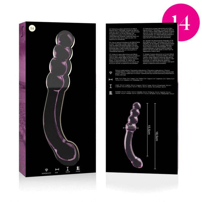 NEBULA SERIE VAN IBIZA - MODEL 14 DILDO BOROSILICAATGLAS ROZE 18,5 CM -O- 3 CM