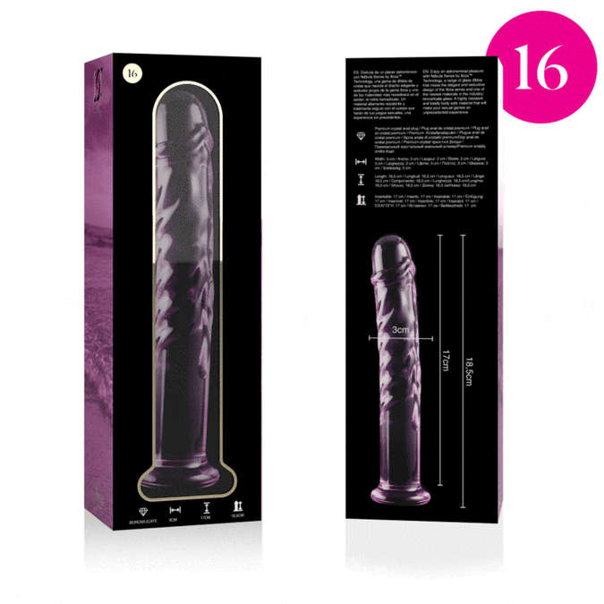 Nebula Series by Ibiza – Model 16 Dildo Borosilicate Glass Pink 18.5 cm – Ø 4.5 cm