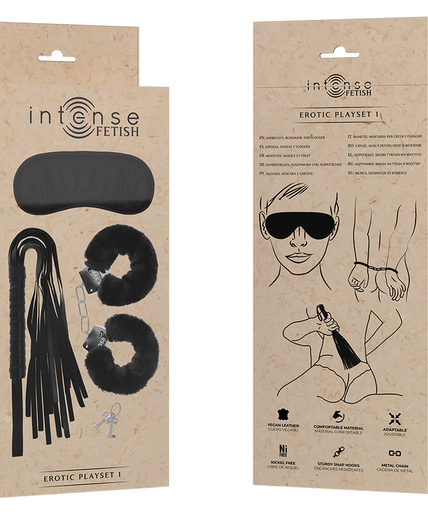 Intense – Fetisch Erotisches Spielset 1 mit Handschellen, Augenbinde und Flogger Intense – Fetisch Erotisches Spielset 1 mit Handschellen, Augenbinde und Flogger