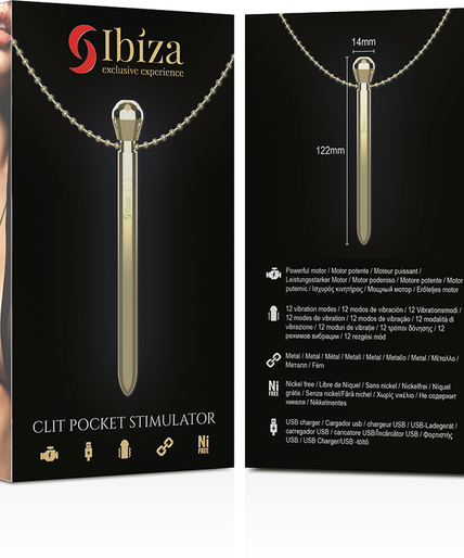 Ibiza – Clit Pocket Stimulator Ketting Usb Oplader 12 Vibratiestanden Goud 12,2 X 1,5 Ibiza – Clit Pocket Stimulator Ketting Usb Oplader 12 Vibratiestanden Goud 12,2 X 1,5