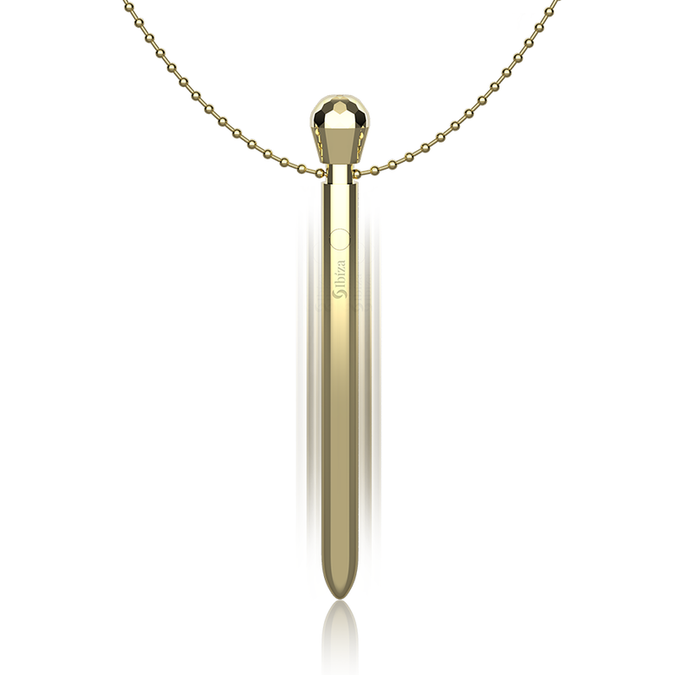 Ibiza – Klitoris Pocket Stimulator Halskette USB-Ladegerät 12 Vibrationsmodi Gold 12,2 X 1,5
