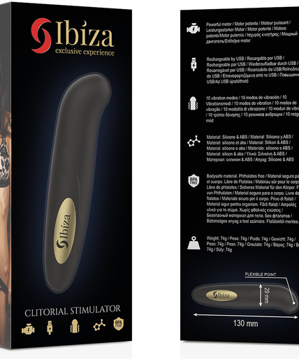 IBIZA - CLIT STIMULATOR USB CHARGER 10 VIBRATION MODES GOLDEN 13 X 2,9 CM IBIZA - CLIT STIMULATOR USB CHARGER 10 VIBRATION MODES GOLDEN 13 X 2,9 CM