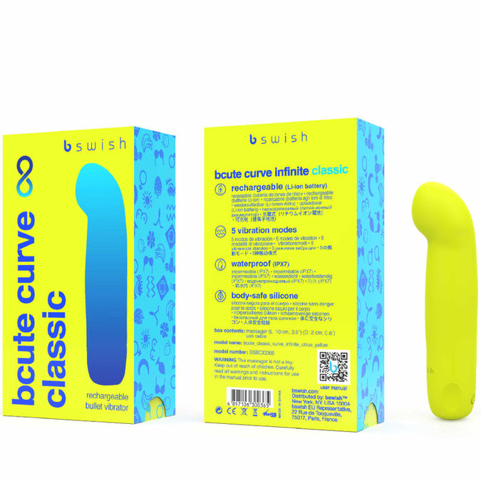 B SWISH - BCUTE CURVE INFINITE KLASSIEKE OPLAADBARE SILICONEN VIBRATOR GEEL