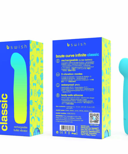 B SWISH - BCUTE CURVE INFINITE CLASSIC RECHARGEABLE VIBRATOR BLUE SILICONE B SWISH - BCUTE CURVE INFINITE CLASSIC RECHARGEABLE VIBRATOR BLUE SILICONE