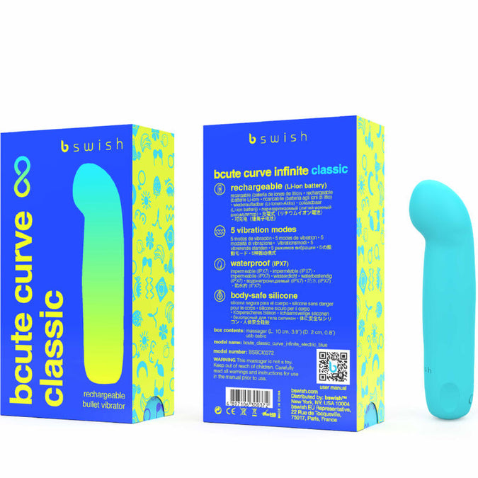 B Swish – Bcute Curve Infinite Classic Rechargeable Vibrator Blue Silicone