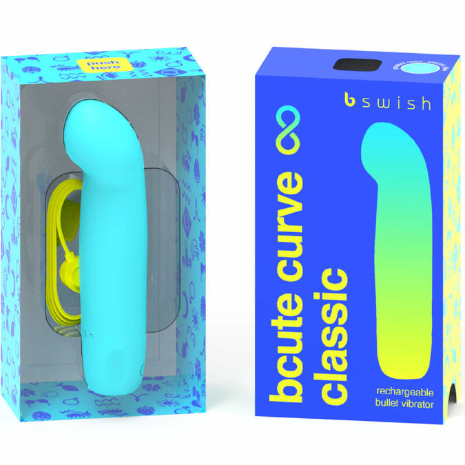 B Swish – Bcute Curve Infinite Classic Rechargeable Vibrator Blue Silicone