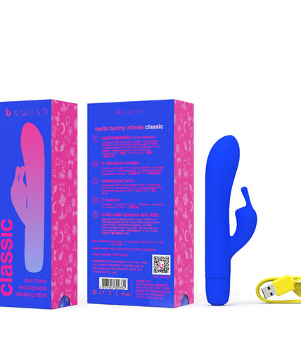 B SWISH - BWILD BUNNY INFINITE CLASSIC RECHARGEABLE VIBRATOR BLUE SILICONE B SWISH - BWILD BUNNY INFINITE CLASSIC RECHARGEABLE VIBRATOR BLUE SILICONE