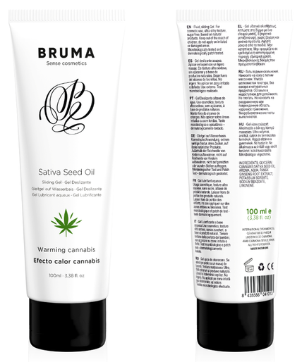 BRUMA - SATIVA ZAADOLIE GLIJGEL VERWARMEND CANNABISSMAAK 100 ML BRUMA - SATIVA ZAADOLIE GLIJGEL VERWARMEND CANNABISSMAAK 100 ML