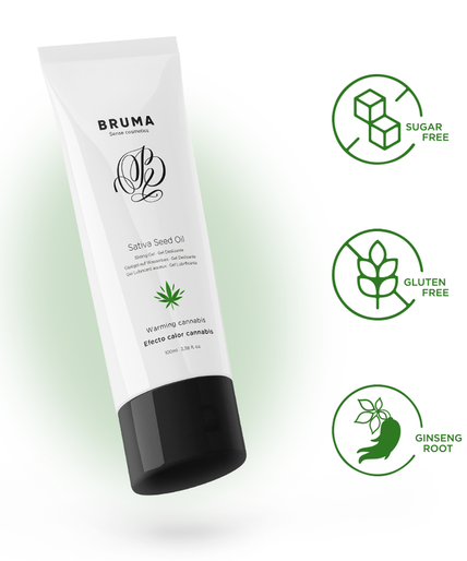 BRUMA - SATIVA ZAADOLIE GLIJGEL VERWARMEND CANNABISSMAAK 100 ML BRUMA - SATIVA ZAADOLIE GLIJGEL VERWARMEND CANNABISSMAAK 100 ML